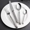 Dinnerware Sets Cutlery 16 Gold Steel Tableware Fork Elegant Vintage Spoon Roman Set Style Knife Pcs Sliver Stainless European