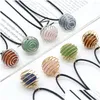 Pendant Necklaces Sell 6Pcs/Lot Natural Crystal Agate Semiprecious Copper Wire Winding Spring Couples Lucky Gift Jewelry Necklace Dr Dh9U0