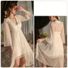 Women's Sleepwear Princess Sexy Nightwear Women Mesh Kimono Bathrobe Gown Spaghetti Strap Homewear Lingerie Baggy Nightgown