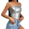 Débardeurs pour femmes femmes bustier tubulaire Style moulante récolte Fluorescent sans bretelles dos nu Slim Fit gilet été hauts fête Clubwear