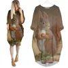 Sıradan Elbiseler Jumeast Kadınlar 3D Batwing Cep Elbise Büyük Boyü Hayvan Gri Kırmızı Squirrel Suclover Yaz Etek Nightdress