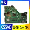 Moederbord X55VD Notebook Mainboard voor ASUS X55VD X55V X55C X55VDR LAPTOP MOETBORD MACHTERBOARD I32th Gen CPU 4GB 2GB RAM