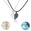 Kedjor Fashion Magnetic Suction Angel Necklace Creative Par 2PC Jewelry Wild Friend Pendant Present Partihandel