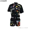 Retail Womens Designer Tracksuits Two Piece Set 2023 Summer New Emblem Print Button Baseball Elastic Thread Suit