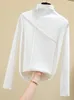 Женские футболки T 2023 с длинным рукавом толстая рубашка Женские зимние топы водолазки теплые футболка корейская хлопчатобу