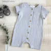 Rompers Newborn Baby Unisex Short Sleeves Romper Organic Cotton Crew Neck Navy Romper Bodysuit Unisex One-piece Summer Romper Clothes T230529