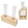 Vases Crystal Glass Test Tube Vase In Wooden Stand Flower Pots For Plants