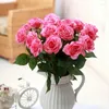 Flores decorativas 11pcs Touch real toque de seda rosa artificial buquê de noiva