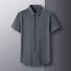 Mäns avslappnade skjortor Summer Solid Color Lapel Shirt Men's Short Sleeve Non-Marking Design Business Thin Fashion Trend Tops