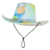 Bérets Tie-dye Hat Western Cowboy Big Brim Men and Women chapeaux de soleil Four Season Leather Suede Knight Cap Craft With Logoberets PROS22