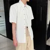 Camisas casuais masculinas noyymei projetadas aberta meia manga masculina estilo escuro top curto simples single single chic niche machine camisa wa684