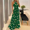 Sukienki swobodne Summer Boho Bal sukienka Peacock Feathers Dround Drukuj Długie kobiety Eleganckie kantar bez rękawów Maxi Backless Femme szat