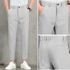 Herrbyxor Spring och Summer Casual Men's Fashion Business Ultra-Thin Slim Fiting Straight Solid Color Cut Pants for Men P230529