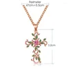 Ketten Blume Design Kreuz Anhänger Halskette für Frauen Mädchen Strass Glänzende Christian Religiöse Jesus Schmuck