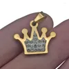 Charms 1pcs/lot colar de aço inoxidável Mulheres do homem do homem coroa jóias pendentes de cor dourada fazendo descobertas de presentes