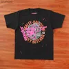 メンズTシャツメンTシャツピンクヤングスーグSP555555プリントスパイダーウェブパターンコットンH2YスタイルトップティーヒップホップサイズS-XL L230518