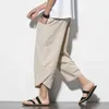 Men's Pants Summer Chinese style cotton linen harem street clothing breathable beach men's casual calf pants P230529