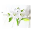 Dekorativa blommor riktiga beröring konstgjorda liljor flores brudfalska hållning silk bukett vita plastgrenar hemfest bröllop dekor