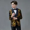 Costumes Enfants Paillettes Costume Européen Fleur Garçon Armée Robe Scène Spectacle Prince Performance Vêtements Enfants Blazer 230526