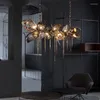 Chandeliers Luxury Villa Glass Shades Led G9 Chandelier Living Room Stairs Art Metal Lighting Chain Hanging Lamp Lustre Fixtures