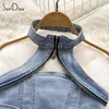 Abiti da lavoro Soefdioo Solid Denim Set due pezzi Donna Sexy Halter Crop Top e cintura Minigonna abbinata Estate 2023 Casual High Street