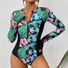 Zwemkleding uit één stuk zwempak voor sportsurfen Lange Seve zwemkleding 2022 Nieuwe dameslichaam Bodysuit Zwemmen Badkleding Strandkleding Pool Bather AA230529