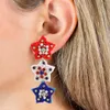 Orecchini pendenti con bandiera americana per le donne con perline Cactus Popsicle Star Dangling Drop Vote Independence Day Patriotic Earring