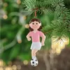 樹脂の光沢のあるサッカーガールボーイスポーツクリスマスの装飾品が手作りのクラフトお土産卸売と小売10cm高さ