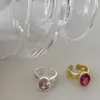 Cluster Rings Fashion Silver Gold Color Open Finger Ring Elegant Rose Pink Stone For Women Girl Jewelry Gift Dropship Wholesale