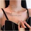 Chokers Choker Sexy Girl Long Zirkon ketting Gestructureerde Rhinos Fashion Personality sleutelbeen ketting Tassel Deep V Hanger Party Nek Dr Dho6i