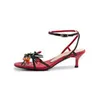 Sandals Teahoo 2023 Fashion Summer Women Sweet Flowers Decoration High Heels Elegant Ankle Strap Buckle Lady