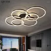 Lustres Moderne De Luxe Ronde LED Lustre Lumières Pour Salon Chambre Salon Brossé Or Noir Café Luminaire Intérieur Lampes