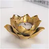 Świece posiadacze nordyckie świece posiadacz platforma Sier Gold Lotus Rose kształt świecznika Valentine Wedding Festival Home Tealight Decor D Dhb6t