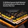 Combos Teclado Mecânico Backlight Gaming Keybord Teclado com fio e 4000DPI Mouse Set para Gamer com luz de respiração de 7 cores