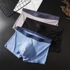 Caleçons Hommes Boxers Sans Couture Glace Soie Maille Mince Translucide Couleur Unie Confortable Simple Sous-Vêtements