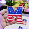 Notions USA Drapeau Patchs Fer sur Lettre Patch 5,5 Pouces Grande Taille Brodé Drapeau Américain US Badge Appliques pour Vêtements Sac À Dos Vestes Jeans