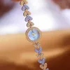 2022 BS acier inoxydable tout diamant montre originale Bracelet en or Quartz étanche petit cadran femme G230529