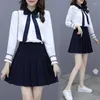 Work Dresses Casual Two Piece Short Skirt Suit For Women Lace-up Chiffon Blouse Button Top Pleated Skirts Outfits Fashion Party