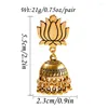 Dingle örhängen Egypten Vintage Gold Silver Color Lotus Jhumka Bells Tassel For Women Turkish Tribal Gypsy Smycken