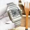 Hålig ut vaktkvarts Mekanisk rörelsedesigner Watches Men Armband Business Wristwatch rostfritt stål armband 41mm Montre de Luxe