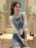 Arbeitskleider Mode Denim Zweiteiliges Set Damen T-Shirt Hohe Taille Rock Anzug 2023 Sommer Miniröcke Koreanischer Stil Damenbekleidung Q608