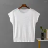 T-shirt da donna Summer Design Sense T-shirt Fashion Casual Loose Ice Seta Manica corta Maglieria Tinta unita Top versatile