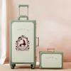 Urecity Cute Trolley da ricamo Valigia per donna Set di valigie rigide vintage con serratura combinabile con ruote girevoli