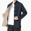Hommes vestes Style 2023 automne lin mâle veste en vrac chinois coton réversible Kimono Cardigan couleur unie vêtements d'extérieur