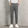 Herrbyxor Spring och Summer Casual Men's Fashion Business Ultra-Thin Slim Fiting Straight Solid Color Cut Pants for Men P230529