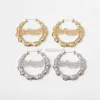 Stud Grand Hoop Boucles D'oreilles pour Femmes Fille Creux Lettre Bébé Fille Bambou Cercle Boucles D'oreilles Chic À La Mode Parti Bijoux Accessoires Cadeau J230529