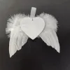 Feather wings sublimation ornament MDF Wooden pendant Christmas sublimated blanks angel wing double sides ornaments A02