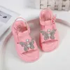 Sandals Summer Sandals For Girls Platform Flats Princess Summer Kids Baby Bowtie Shoes 21-36 Beige Pink Biling Footwear Fashion