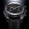 Wristwatches 2023 Reef Tiger/RT Mens Designer Chronograph Watch With Date Nylon Strap Luminous Sport Male Black RGA3033