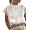 Blouses pour femmes élégant Vintage Blouse évider 3D coupe décontracté solide coton lin hauts respirant petit haut femme vêtements